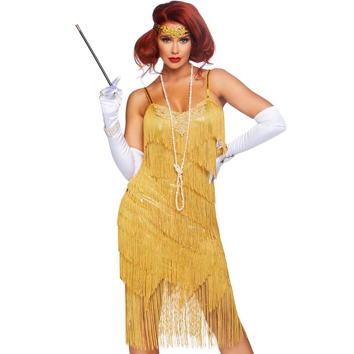 Carnevale Vestiti Anni 20 per donne Oro Vestito Flapper di