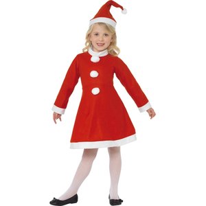 Costume de Mère Noël pour petite fille, Rouge, avec robe et bonnet