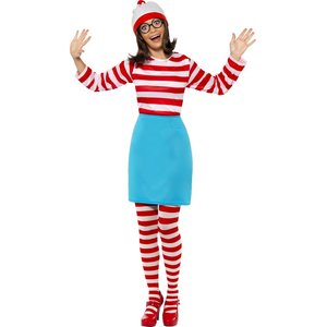 Où est Charlie ? Costume Wenda, Rouge et blanc, avec haut, jupe, lunettes, collant et chapeau