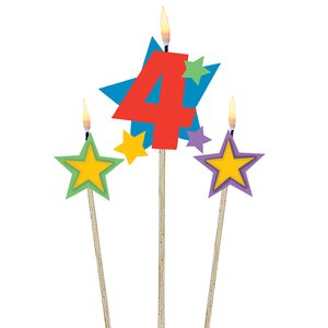 Zahl 4 mit zwei Sternen - Geburtstagsparty