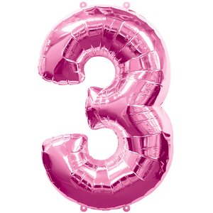 Fête d'anniversaire - Chiffre 3 (rose)