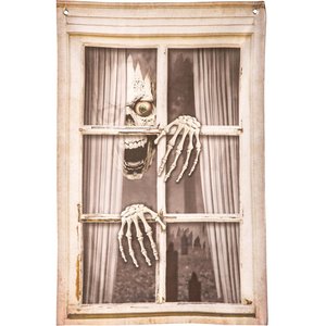 Halloween: Skelett am Fenster