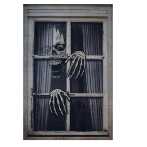 Halloween: Skelett am Fenster