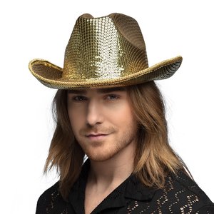 Chapeau de cowboy - paillettes: or