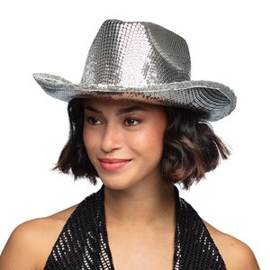 Chapeau de cowboy - paillettes: argent