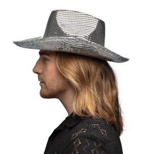 Chapeau de cowboy - paillettes: argent